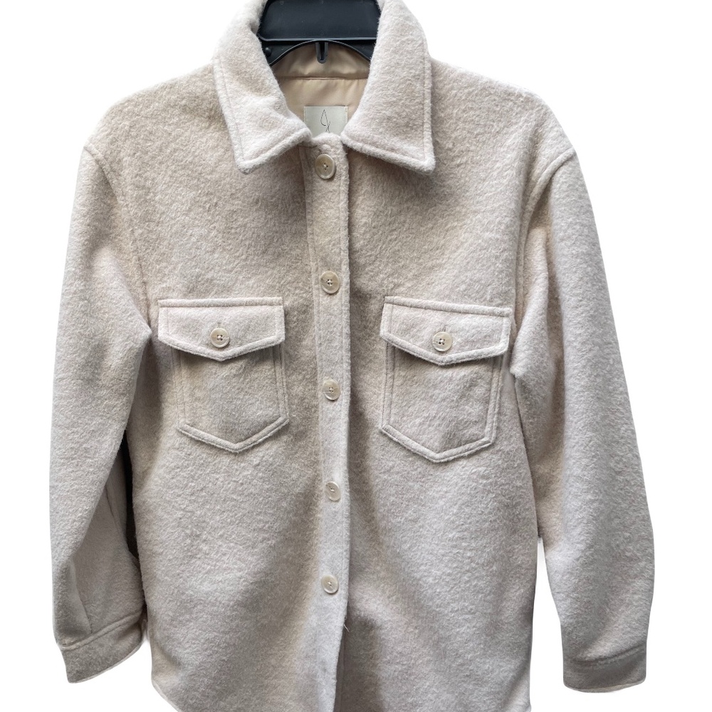 ❤️ FLEECE CREAM BUTTON DOWN SHIRT JACKET SIZE XS